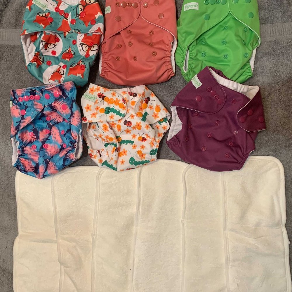 6 wegreeco baby girl cloth diapers + inserts